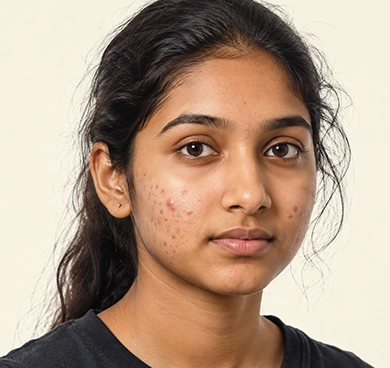Teenagers with hormonal acne