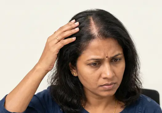 Women with hair thinning or widening of the hair parting