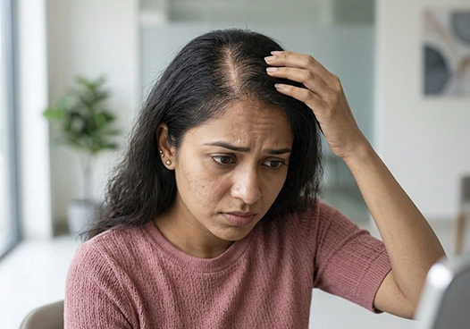 Women with hairline thinning, visible scalp, or bald areas