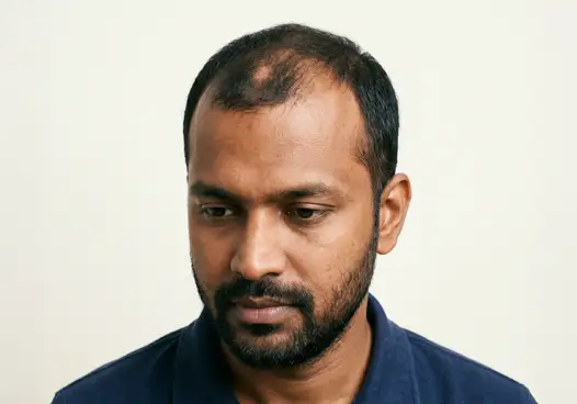 Men with a receding hairline, bald patches, or crown thinning