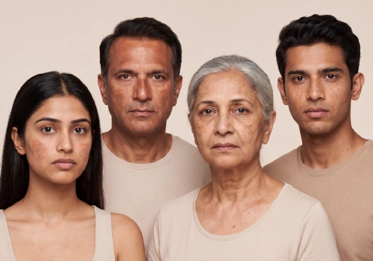 Men and women with pigmentation, tanning, freckles or uneven tone